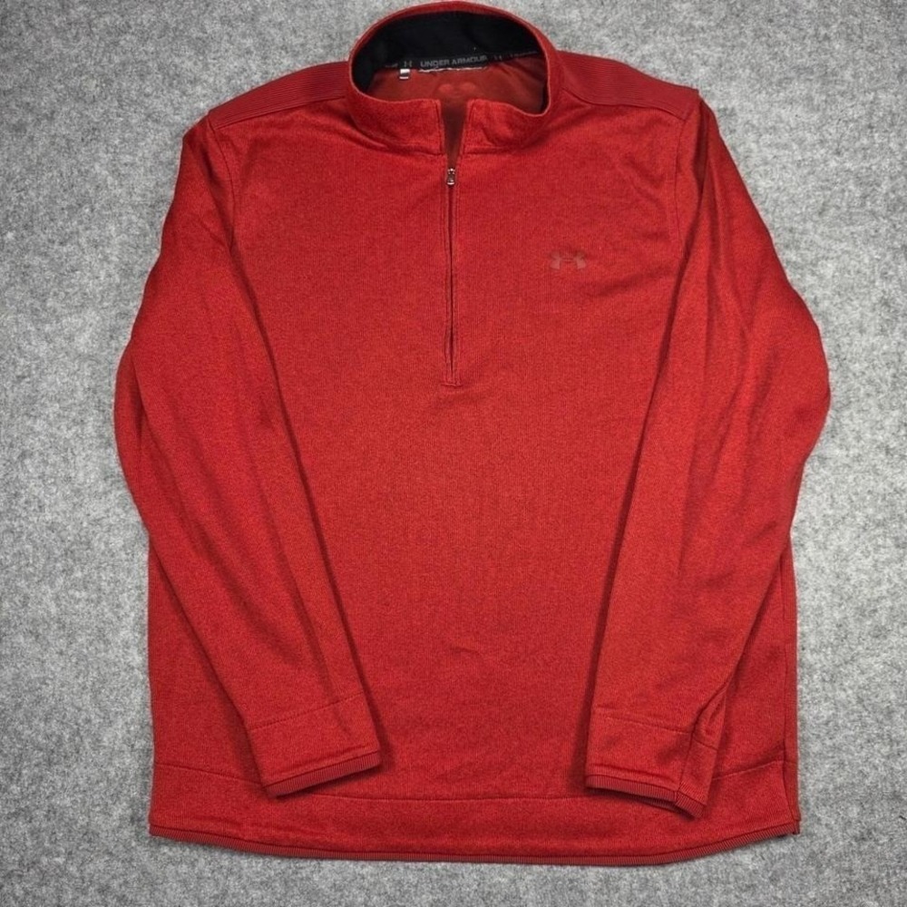 Under Armour Quarter Zip Mens Large Red 1/4‎ Zip Performance Solid